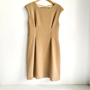 Queen of Hearts Camel Beige Classic Sleeveless SHeath Midi Dress 3